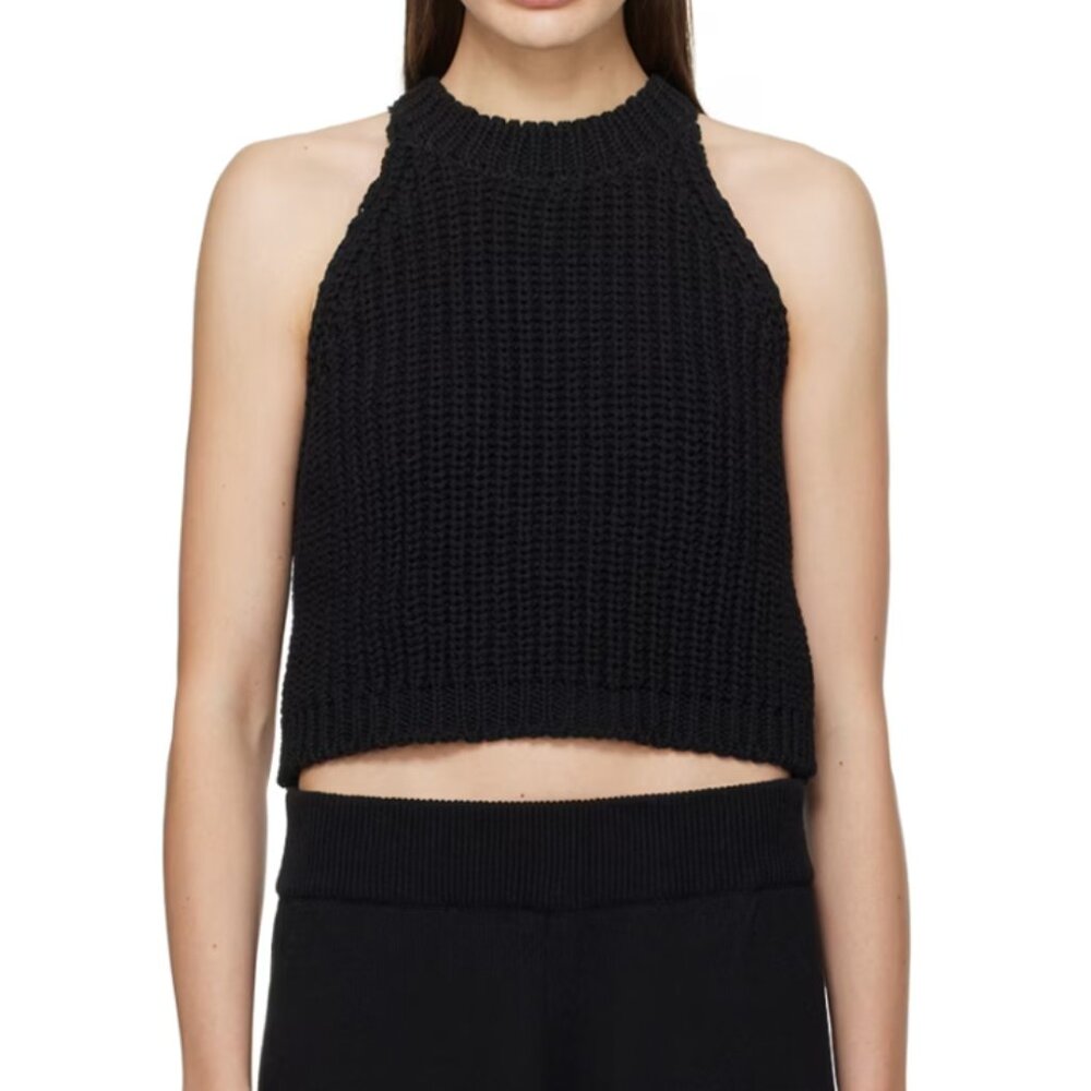 Cordera Black Cropped Tank Top Sweater